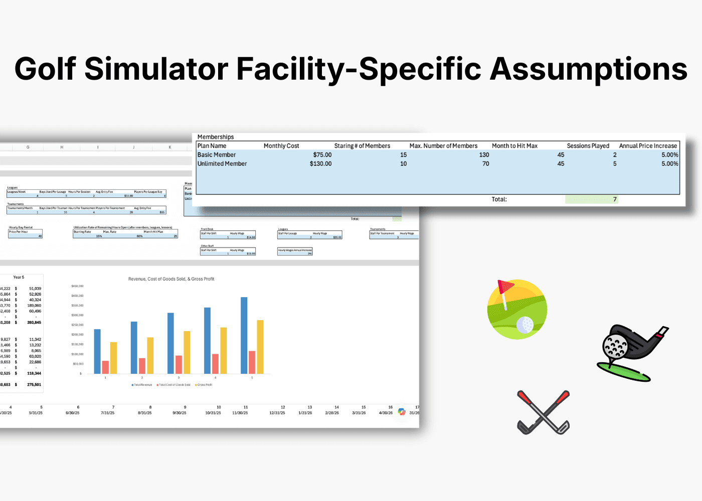 Golf Simulator Facility Financial Projection Template view 2